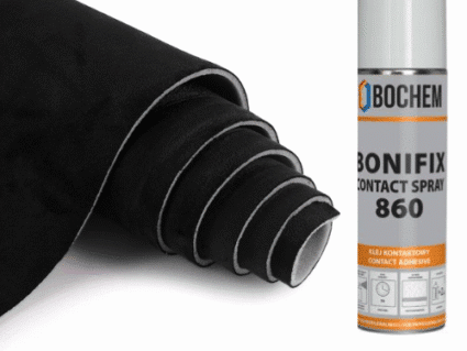 Pachet promotional, 2 m Material plafon auto Alcantara Negru + 1 Spray adeziv Bonifix