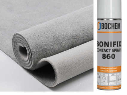 Pachet promotional, 2 m Material plafon auto Alcantara Gri + 1 Spray adeziv Bonifix