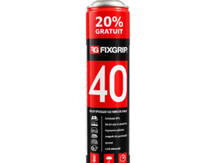 Spray adeziv FIXGRIP 40 tapițerie plafon auto 600 ml, Rezistent la temperaturi de până la 115°C